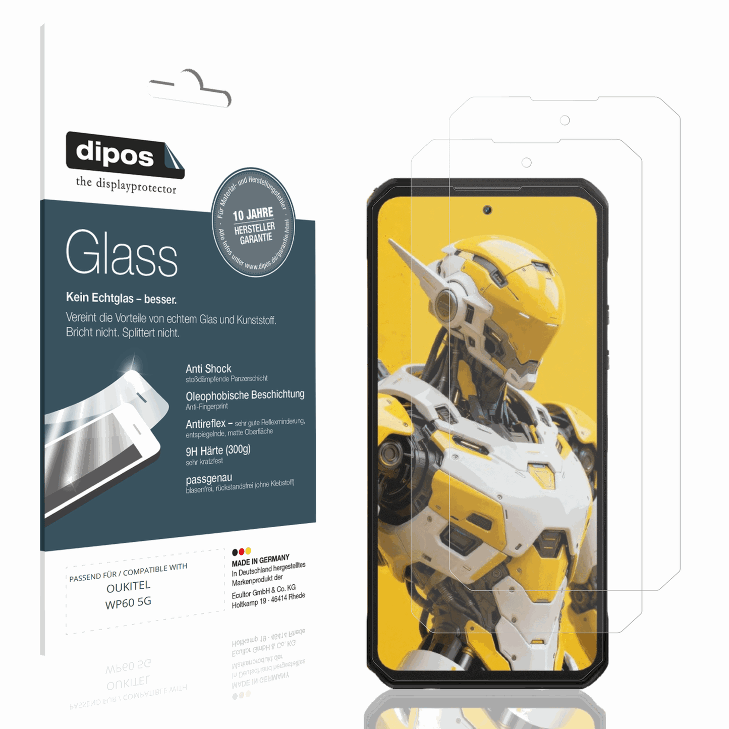 Matte Displayschutzfolie von dipos passend für OUKITEL WP60 5G, 9H kratzfest und blasenfrei montiert