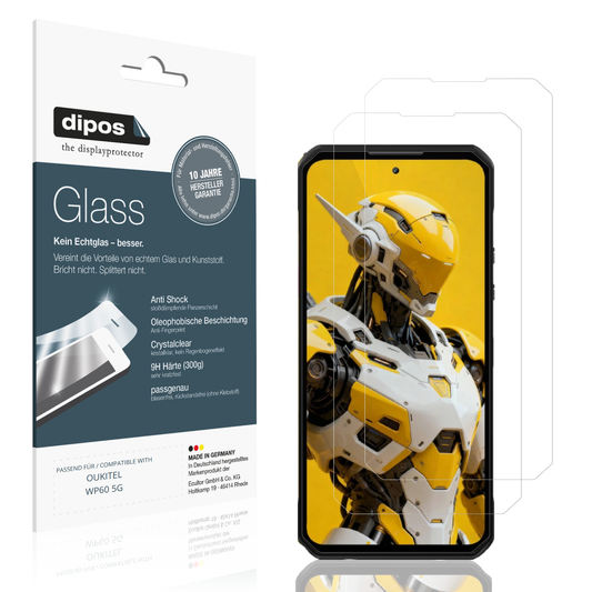 Klare Displayschutzfolie von dipos passend für OUKITEL WP60 5G, 9H kratzfest und blasenfrei montiert