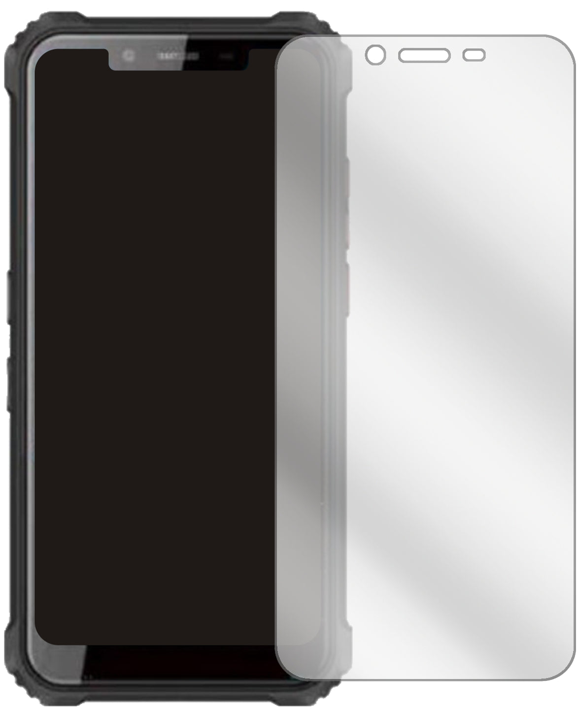 OukitelWP9 mit aufgebrachter dipos Displayschutzfolie, glasklare Darstellung ohne Einschränkungen