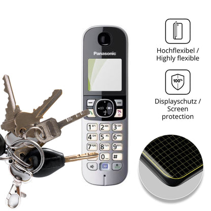 dipos Displayschutz für Panasonic KX-TG6823, transparente Oberfläche, perfekte Passform auch für die Rundungen