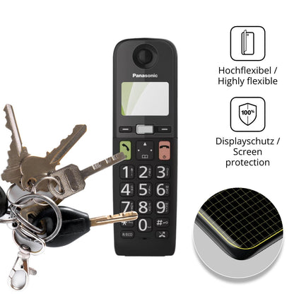 dipos Displayschutz für Panasonic KX-TGU130, transparente Oberfläche, perfekte Passform auch für die Rundungen
