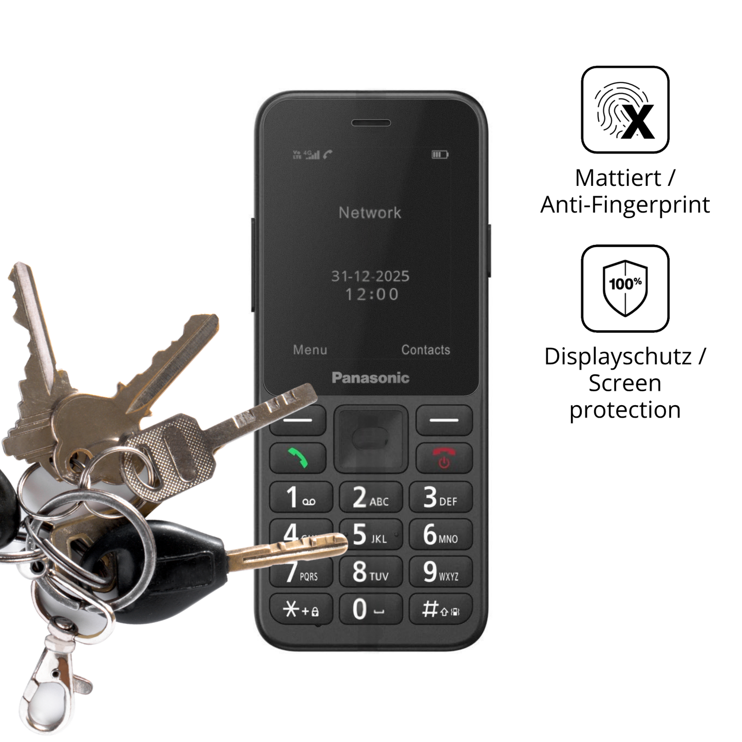 dipos Displayschutz für Panasonic KX-TU260, mattierte Oberfläche, Blickschutzfilter und perfekter Passform