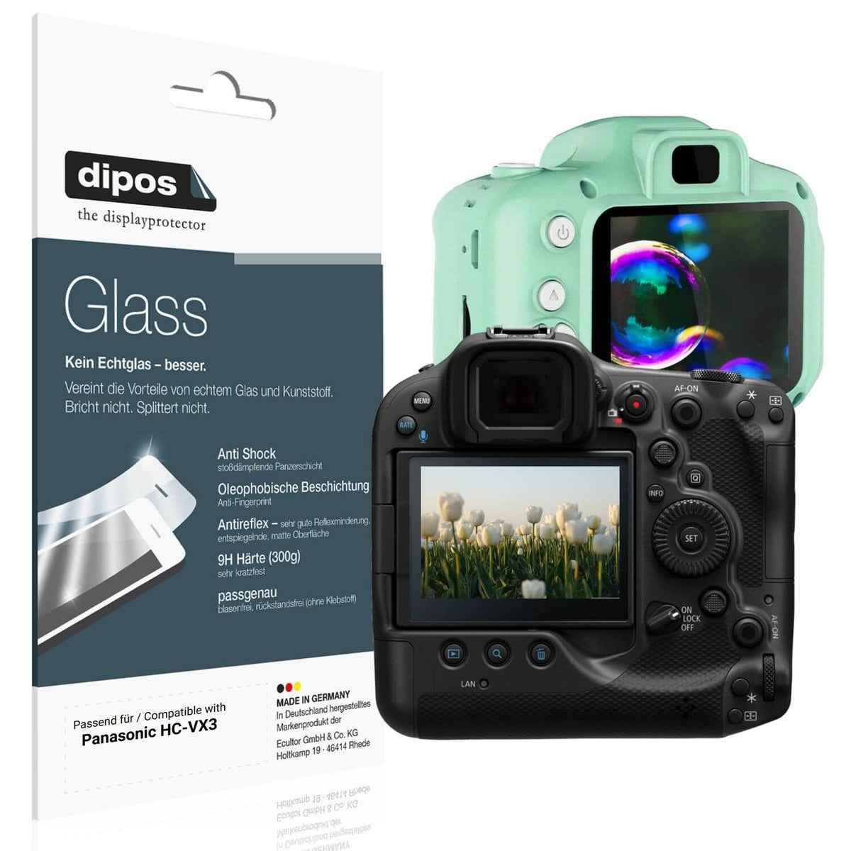 2x Screen Protector for Panasonic HC-VX3 matte Flexible Glass 9H dipos