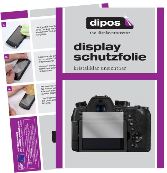 Klare Displayschutzfolie von dipos passend für Panasonic Lumix DC-FZ1000 II, präziser Zuschnitt und blasenfrei montiert