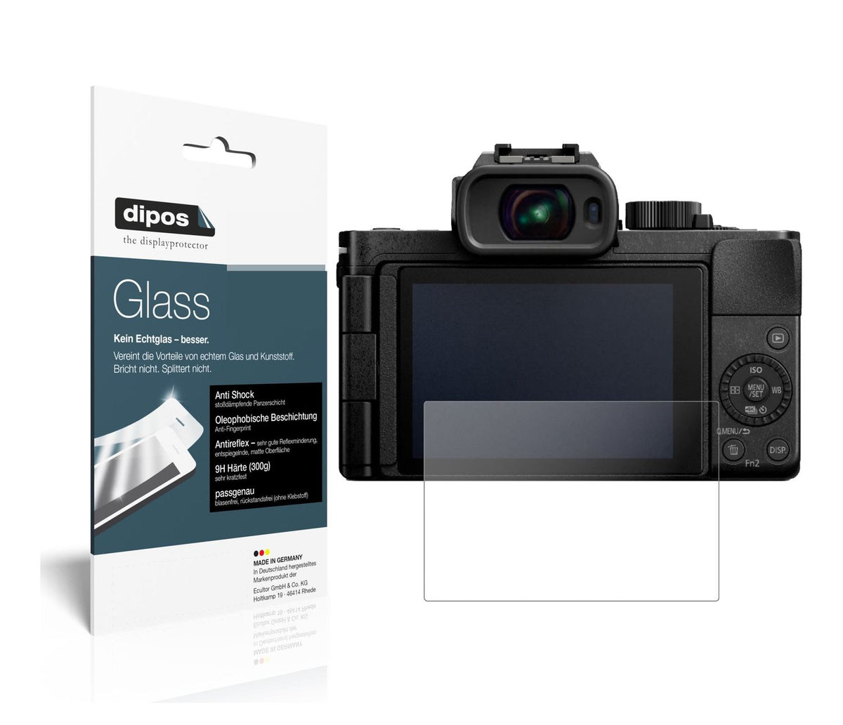 Matte Displayschutzfolie von dipos passend für Panasonic Lumix DC-G110, 9H kratzfest und blasenfrei montiert
