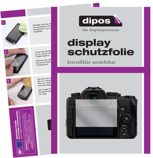 Klare Displayschutzfolie von dipos passend für Panasonic Lumix DC-G91, präziser Zuschnitt und blasenfrei montiert