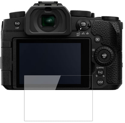 PanasonicLumix DC-G91 mit aufgebrachter dipos Flex Schutzfolie, glasklare Darstellung ohne Einschränkungen