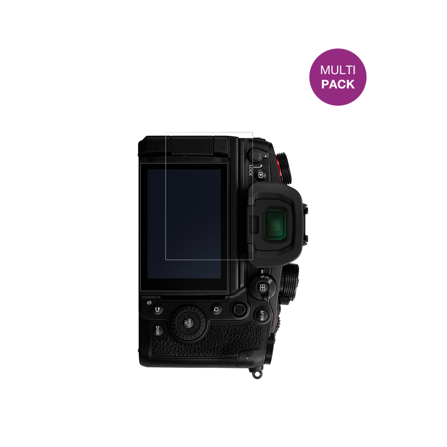 PanasonicLumix DC-GH6 mit aufgebrachter dipos Displayschutzfolie, glasklare Darstellung ohne Einschränkungen