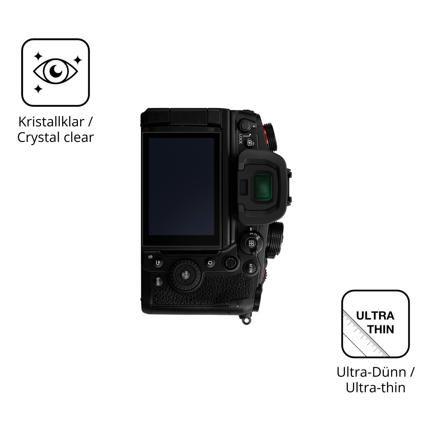 Dünne und klare Folie passend zugeschnitten für Panasonic Lumix DC-GH6