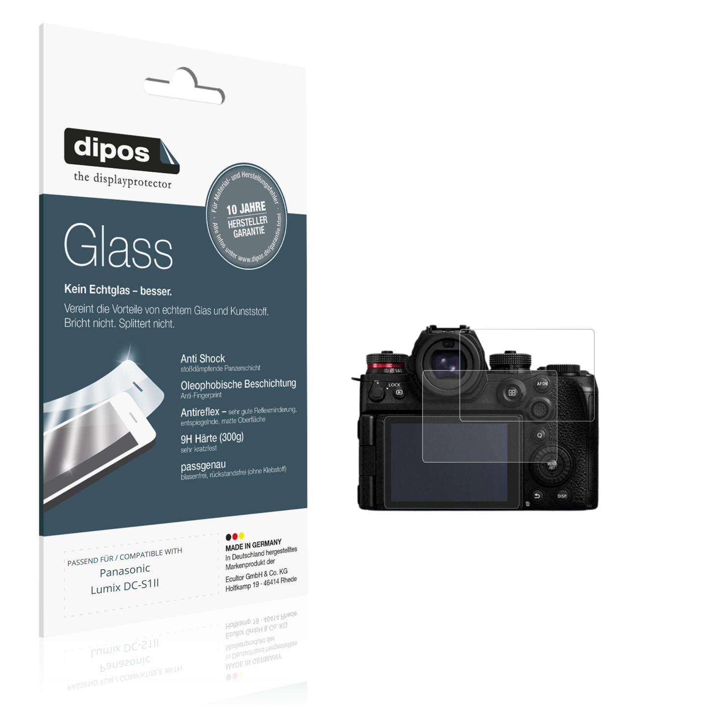 Matte Displayschutzfolie von dipos passend für Panasonic Lumix DC-S1II, 9H kratzfest und blasenfrei montiert