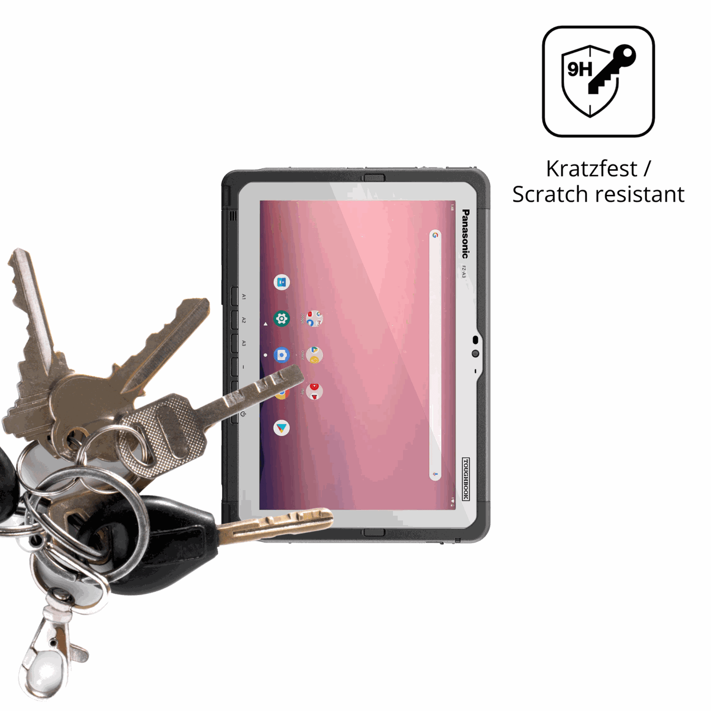 dipos Displayschutz für Panasonic Toughpad FZ-A3, transparente Oberfläche, perfekte Passform auch für die Rundungen