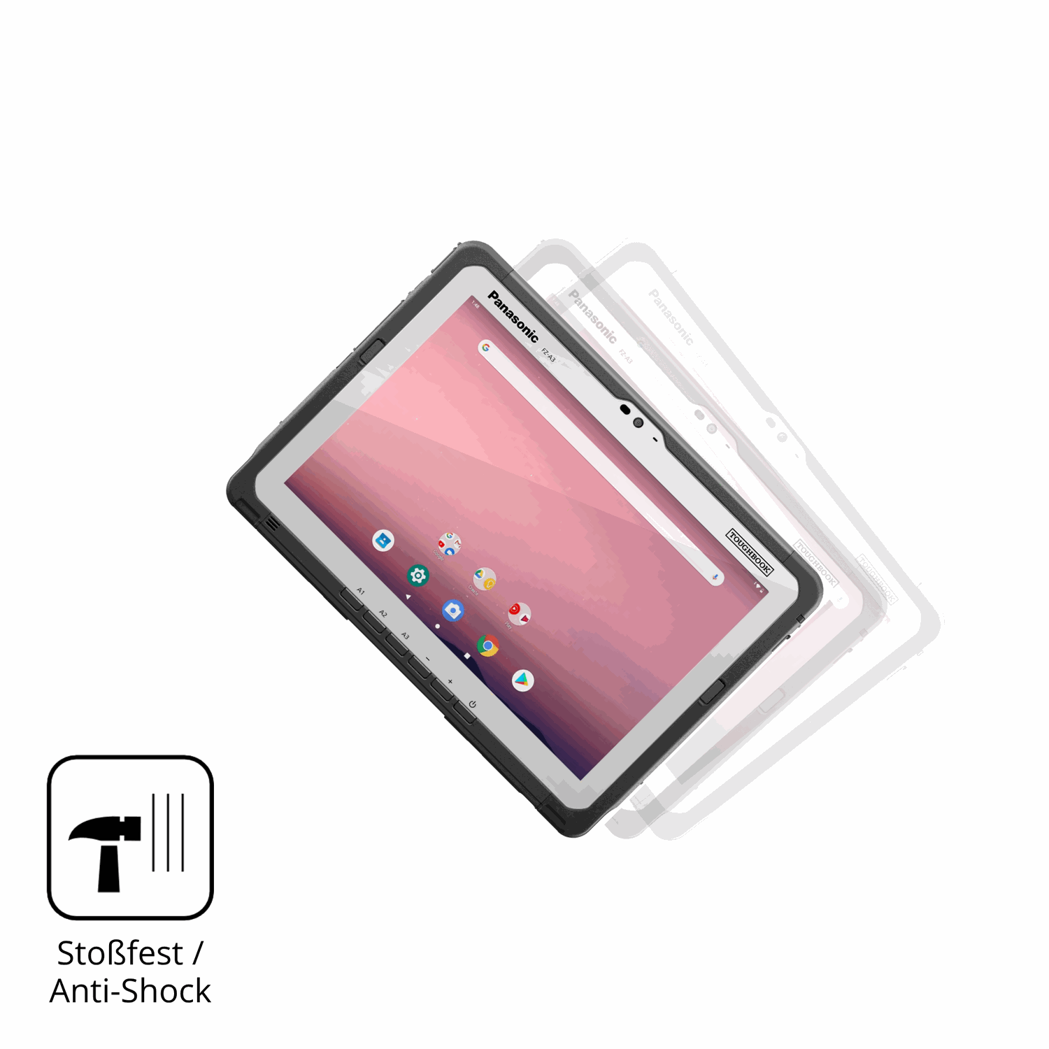 Schutz gegen Kratzer auf dem Panasonic Toughpad FZ-A3 Glas durch Schlüssel, Stöße gegen die Tischkante oder Stürze