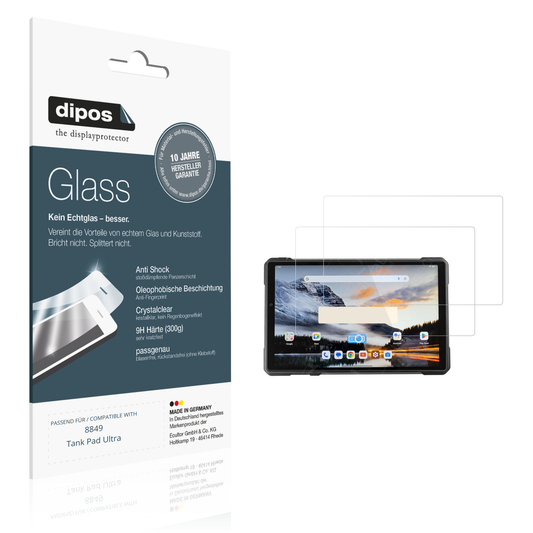 Klare Displayschutzfolie von dipos passend für 8849 Tank Pad Ultra, 9H kratzfest und blasenfrei montiert