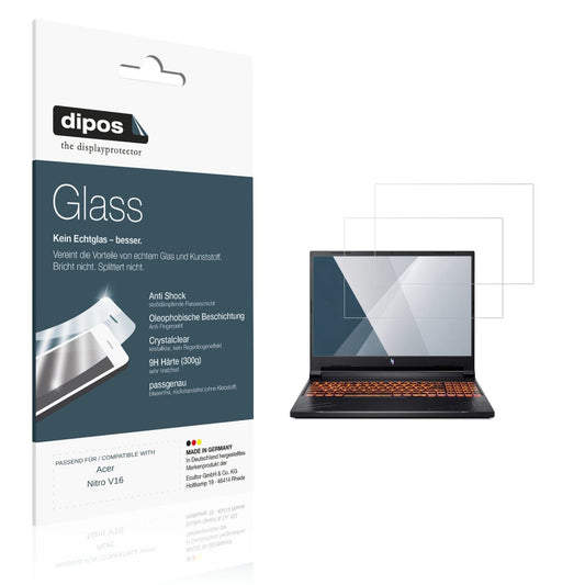 Klare Displayschutzfolie von dipos passend für Acer Nitro V16, 9H kratzfest und blasenfrei montiert