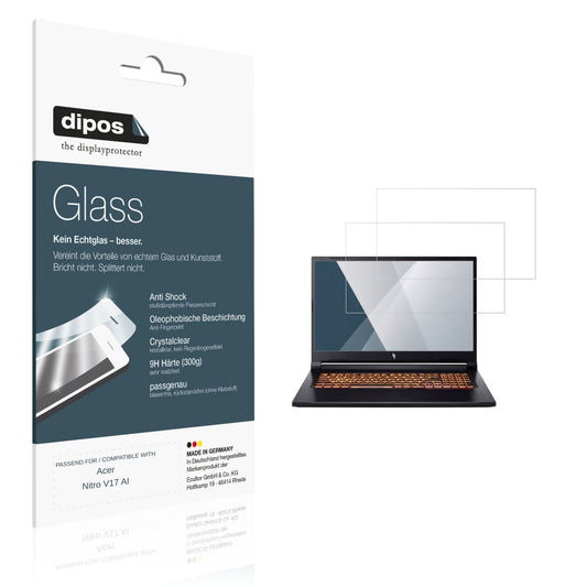 Klare Displayschutzfolie von dipos passend für Acer Nitro V17 AI, 9H kratzfest und blasenfrei montiert
