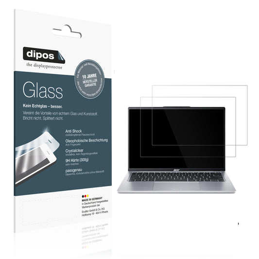 Klare Displayschutzfolie von dipos passend für Acer Swift Go 14 Zoll OLED, 9H kratzfest und blasenfrei montiert