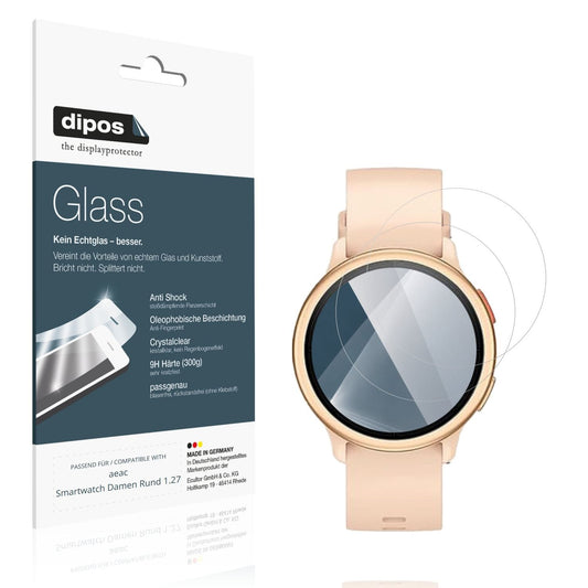 Klare Displayschutzfolie von dipos passend für aeac Smartwatch Damen Rund 1.27, 9H kratzfest und blasenfrei montiert