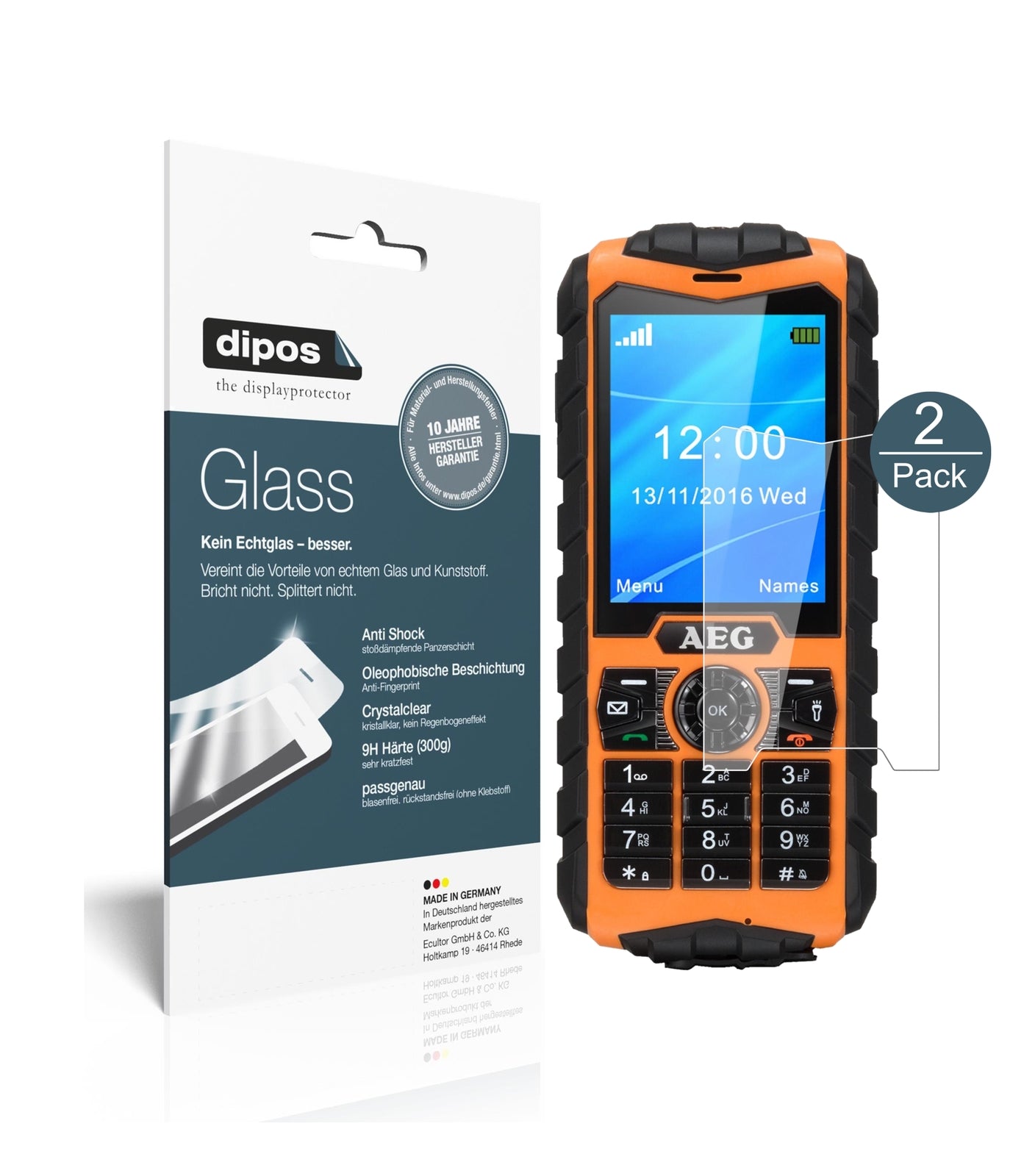 Klare Displayschutzfolie von dipos passend für AEG M550, 9H kratzfest und blasenfrei montiert