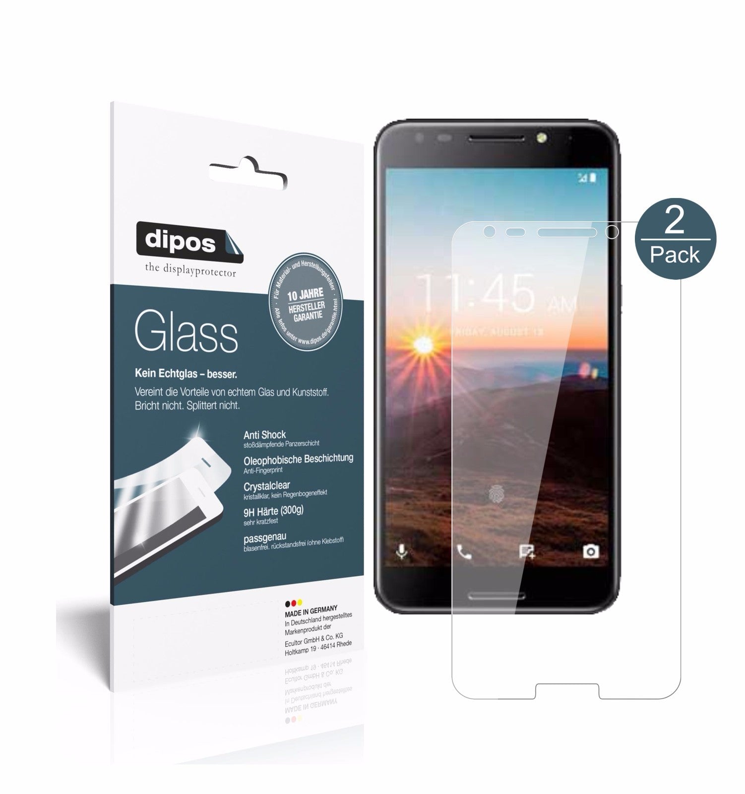 Klare Displayschutzfolie von dipos passend für Alcatel   A7, 9H kratzfest und blasenfrei montiert
