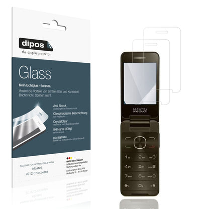 Klare Displayschutzfolie von dipos passend für Alcatel 2012 Chocolate, 9H kratzfest und blasenfrei montiert