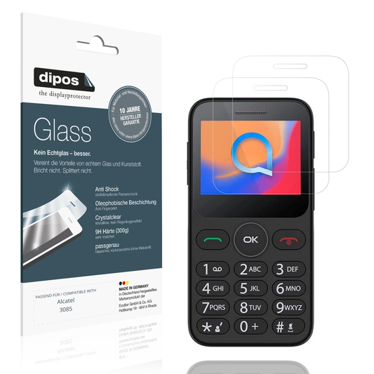Klare Displayschutzfolie von dipos passend für Alcatel 3085, 9H kratzfest und blasenfrei montiert
