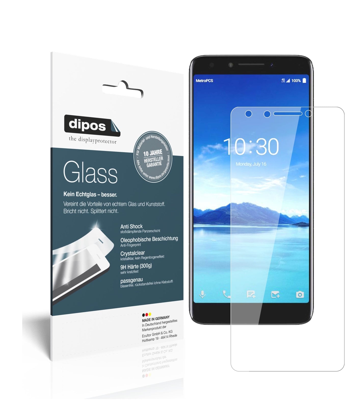 Klare Displayschutzfolie von dipos passend für Alcatel 7, 9H kratzfest und blasenfrei montiert