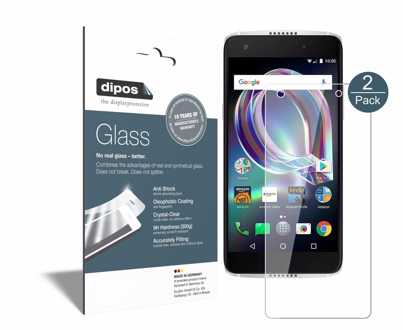 Klare Displayschutzfolie von dipos passend für Alcatel Idol 5s, 9H kratzfest und blasenfrei montiert