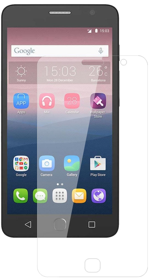 Klare Displayschutzfolie von dipos passend für Alcatel Pop Star, 9H kratzfest und blasenfrei montiert