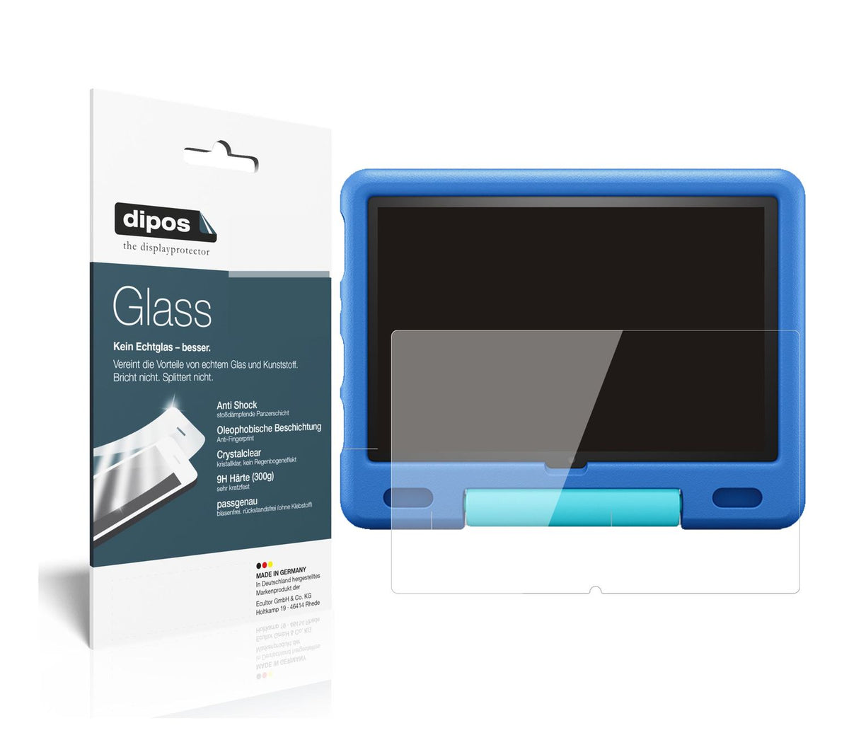 Klare Displayschutzfolie von dipos passend für Amazon Fire HD 10 Kids (2021), 9H kratzfest und blasenfrei montiert