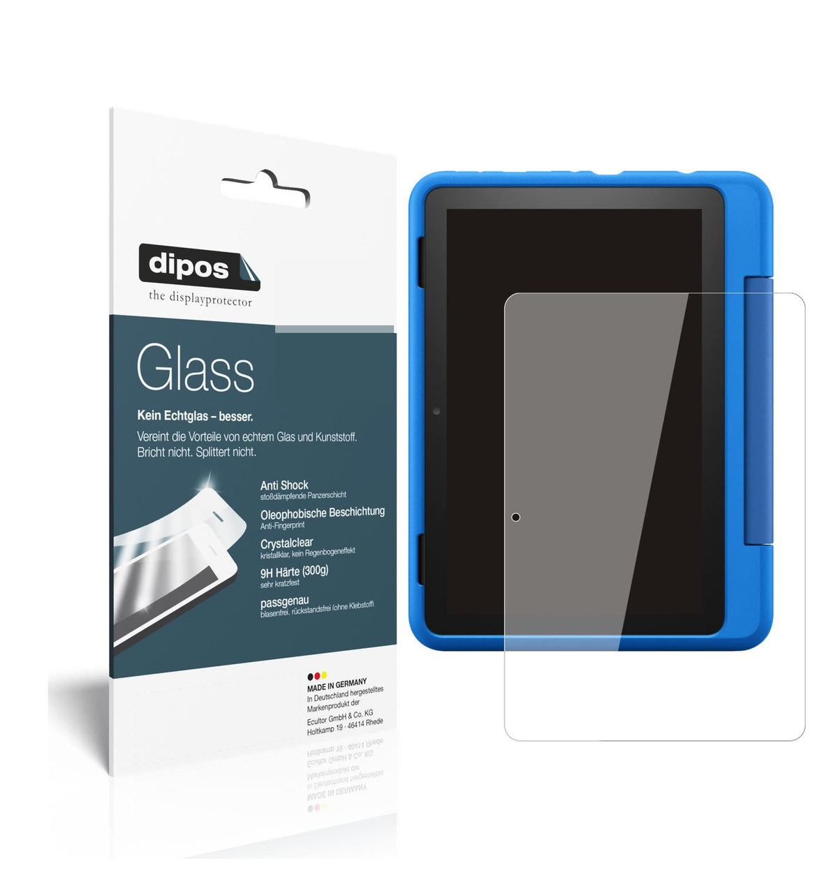 Klare Displayschutzfolie von dipos passend für Amazon Fire HD 8 Kids Pro-Tablet, 9H kratzfest und blasenfrei montiert