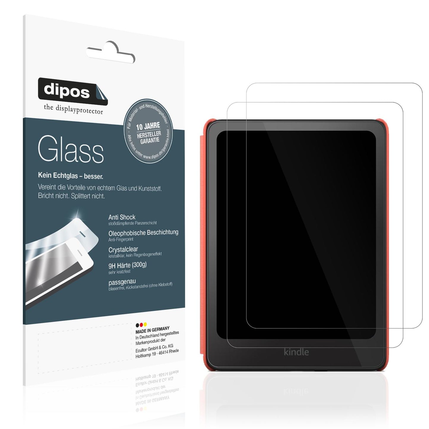 Klare Displayschutzfolie von dipos passend für Amazon Kindle Colorsoft Kids, 9H kratzfest und blasenfrei montiert
