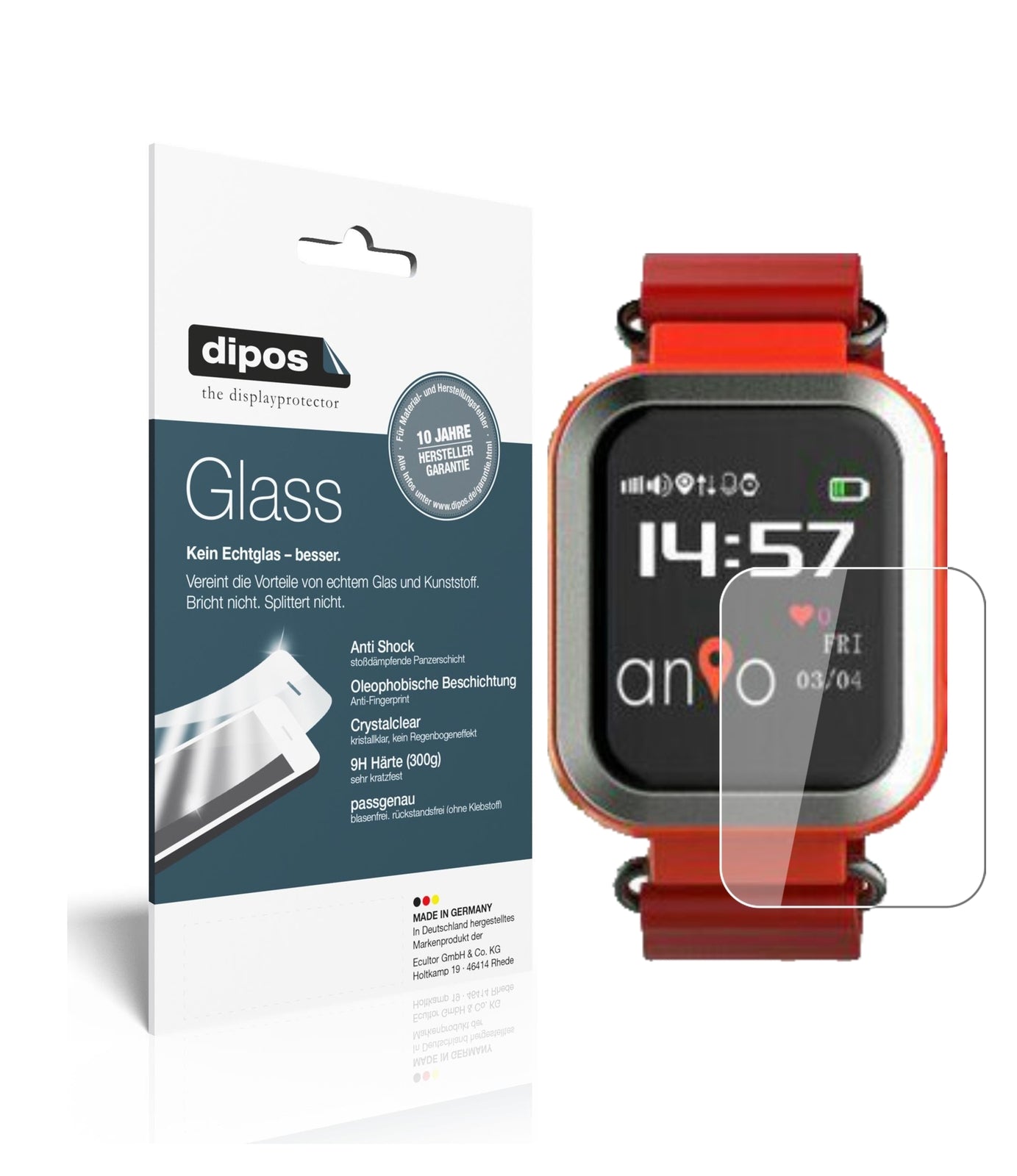 Klare Displayschutzfolie von dipos passend für Anio 3 Touch, 9H kratzfest und blasenfrei montiert