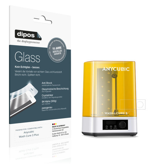 Klare Displayschutzfolie von dipos passend für Anycubic Wash Cure 3 Plus, 9H kratzfest und blasenfrei montiert