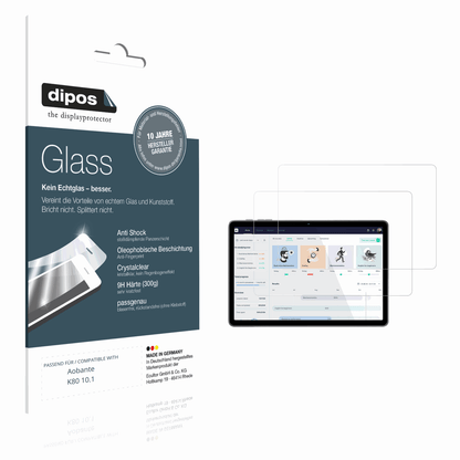 Klare Displayschutzfolie von dipos passend für Aobante K80 10.1, 9H kratzfest und blasenfrei montiert