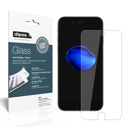 Klare Displayschutzfolie von dipos passend für Apple iPhone 7, 9H kratzfest und blasenfrei montiert