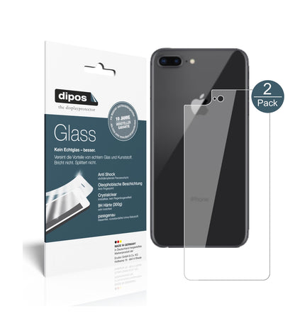 Klare Displayschutzfolie von dipos passend für Apple iPhone 8 Plus Rückseite, 9H kratzfest und blasenfrei montiert
