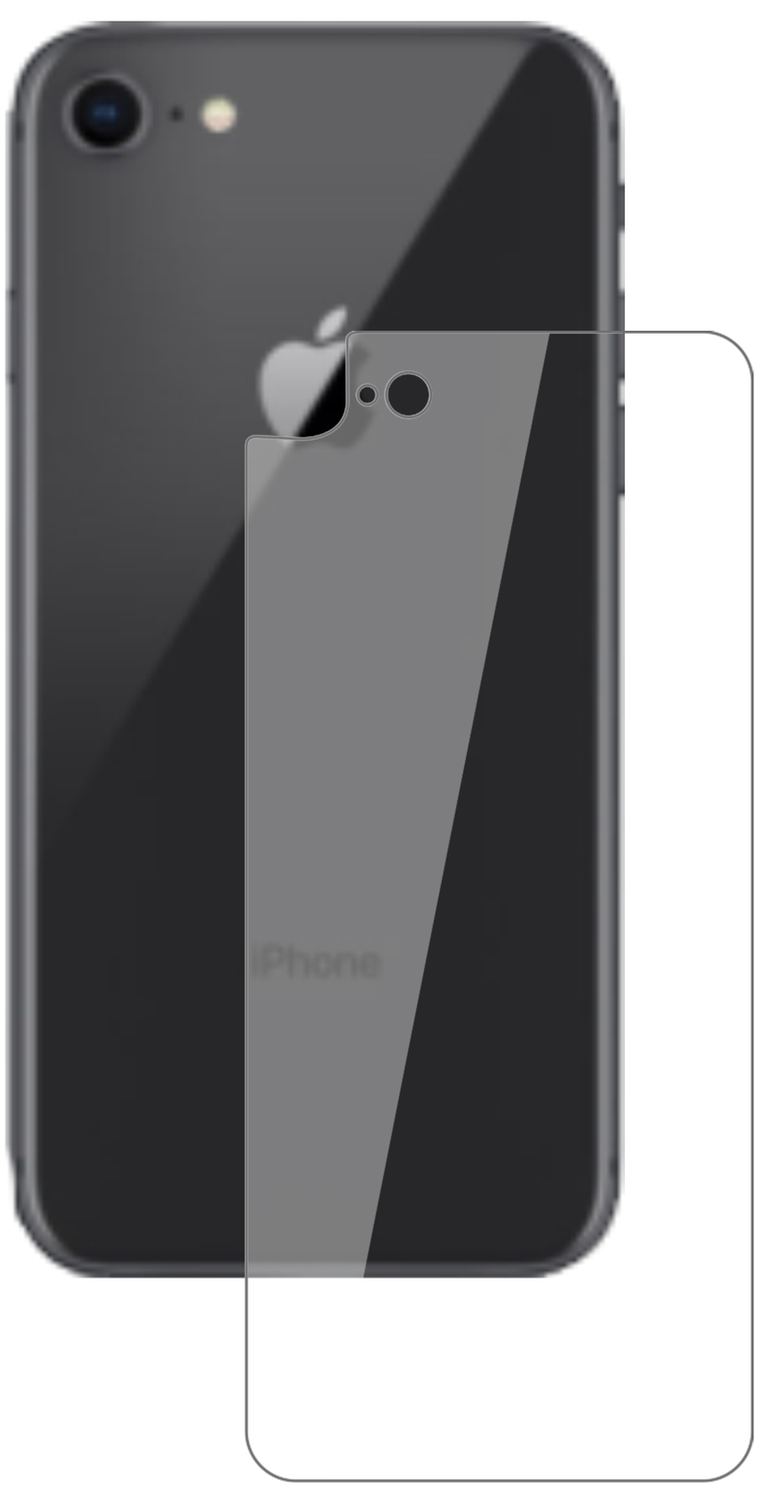 Klare Displayschutzfolie von dipos passend für Apple iPhone 8 Rückseite, 9H kratzfest und blasenfrei montiert