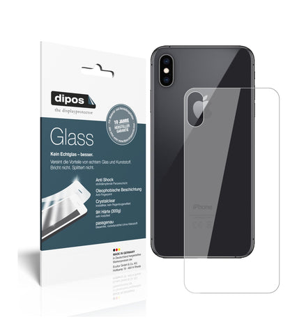 Klare Displayschutzfolie von dipos passend für Apple iPhone XS Max Rückseite, 9H kratzfest und blasenfrei montiert