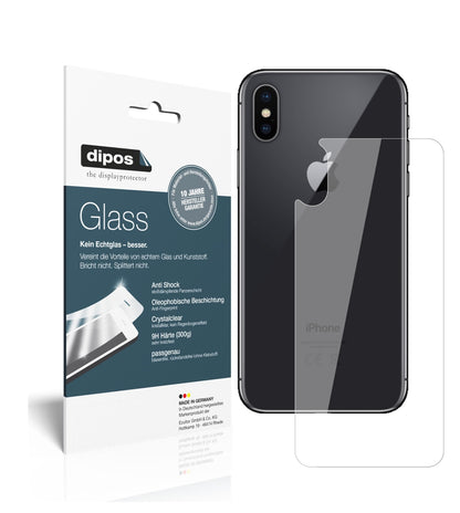 Klare Displayschutzfolie von dipos passend für Apple iPhone XS Rückseite, 9H kratzfest und blasenfrei montiert