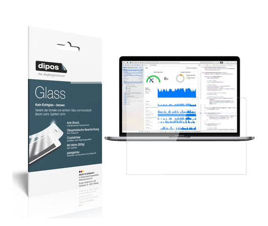Klare Displayschutzfolie von dipos passend für Apple MacBook Pro 13 Zoll (2019), 9H kratzfest und blasenfrei montiert