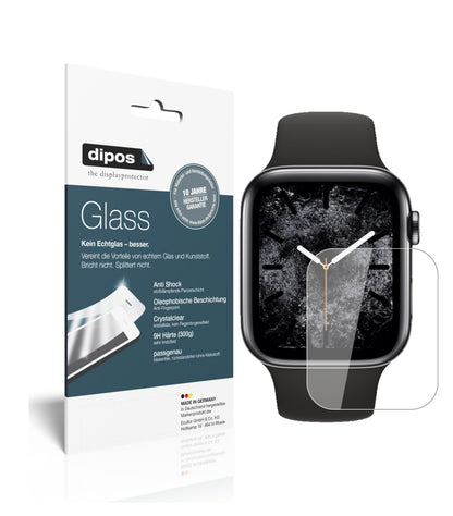 Klare Displayschutzfolie von dipos passend für Apple Watch Series 5 (40mm), 9H kratzfest und blasenfrei montiert