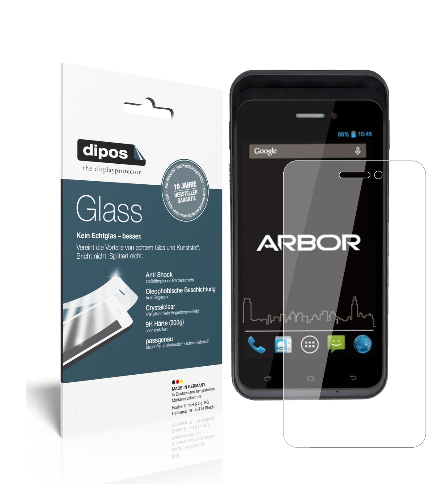 Klare Displayschutzfolie von dipos passend für Arbor Gladius 5, 9H kratzfest und blasenfrei montiert