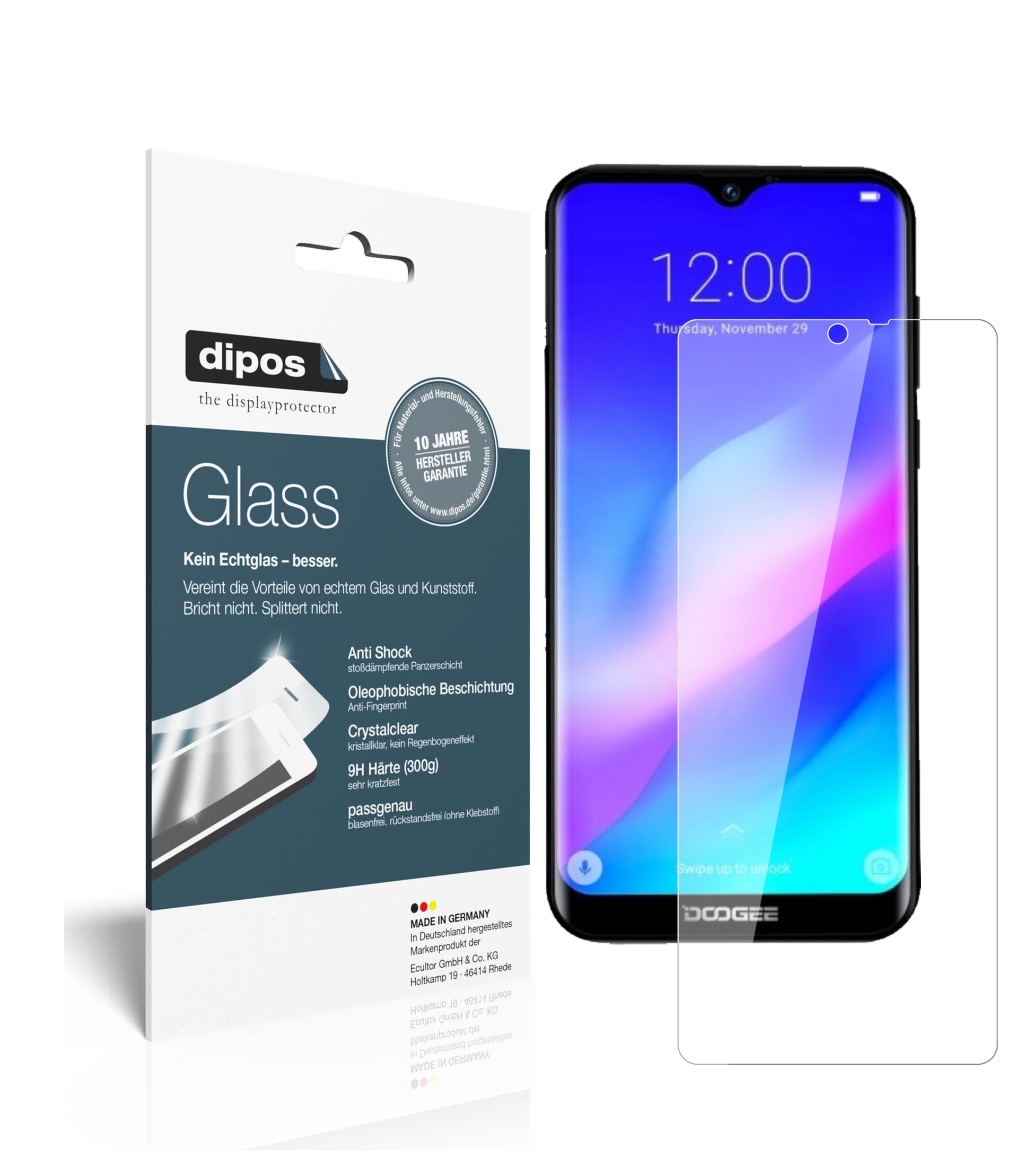 Klare Displayschutzfolie von dipos passend für Archos Oxygen 57, 9H kratzfest und blasenfrei montiert