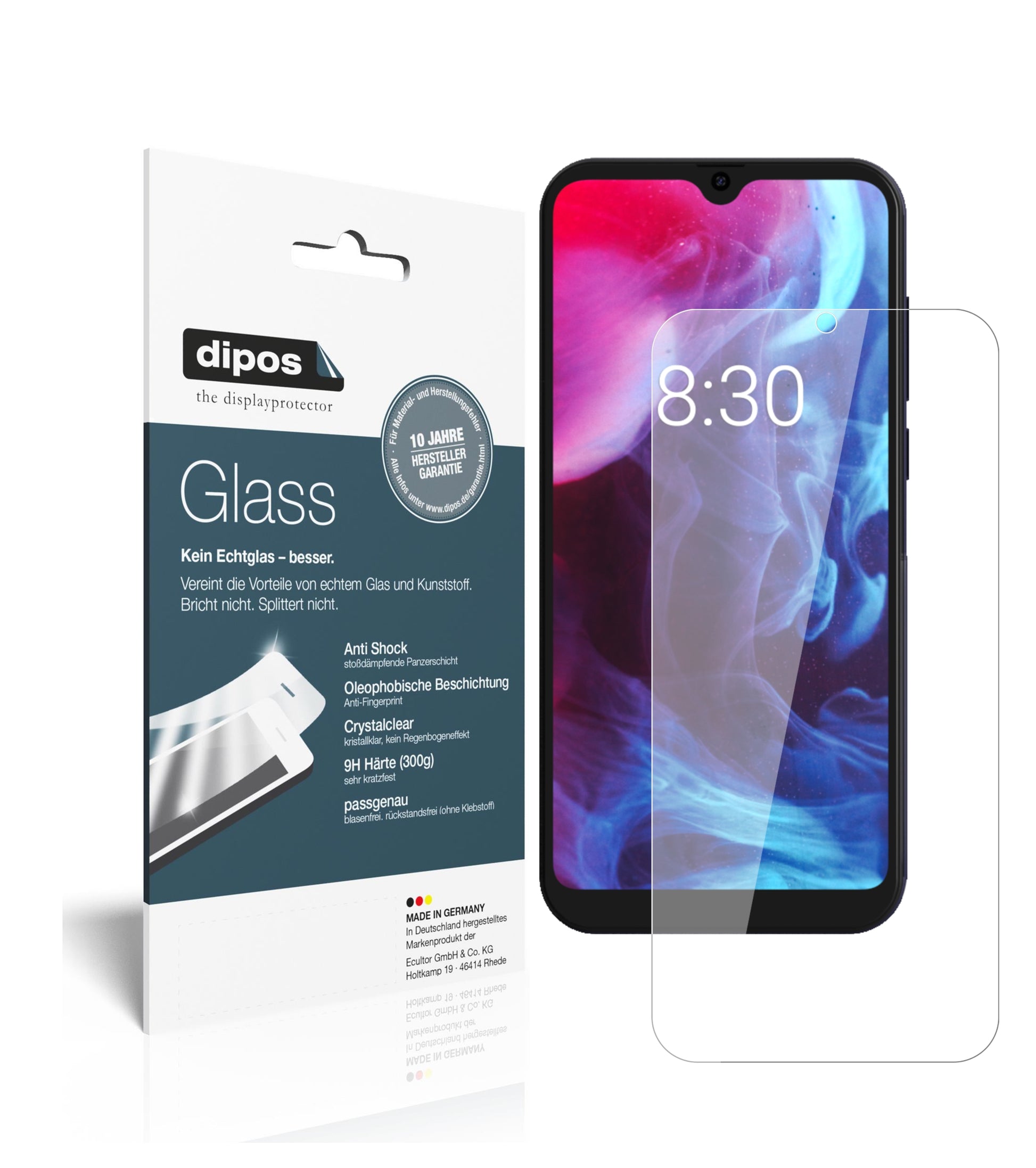Klare Displayschutzfolie von dipos passend für Archos Oxygen 63, 9H kratzfest und blasenfrei montiert