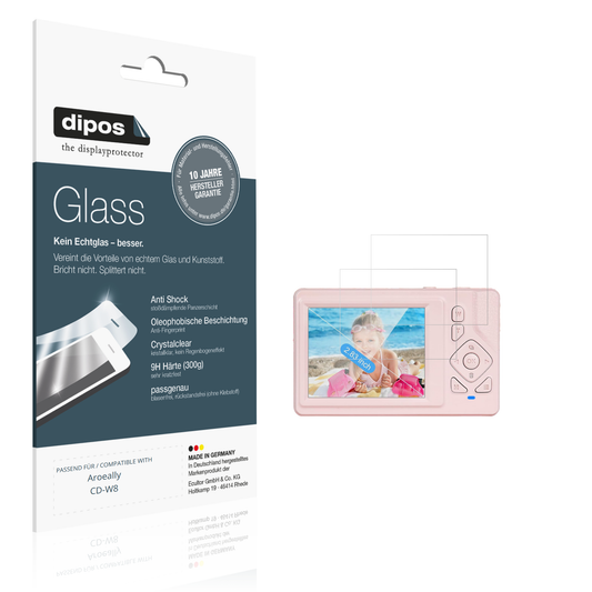 Klare Displayschutzfolie von dipos passend für Aroeally CD-W8, 9H kratzfest und blasenfrei montiert