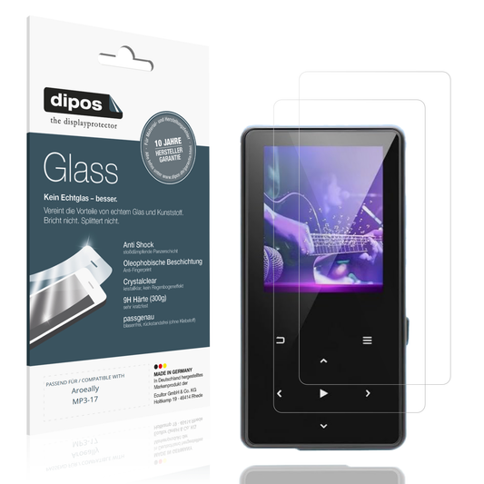 Klare Displayschutzfolie von dipos passend für Aroeally MP3-17, 9H kratzfest und blasenfrei montiert