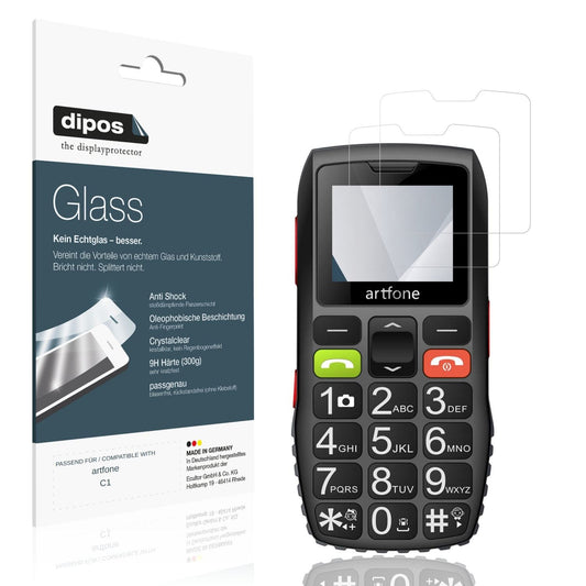 Klare Displayschutzfolie von dipos passend für artfone C1, 9H kratzfest und blasenfrei montiert