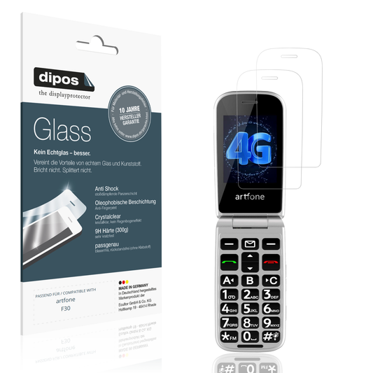 Klare Displayschutzfolie von dipos passend für artfone F30, 9H kratzfest und blasenfrei montiert