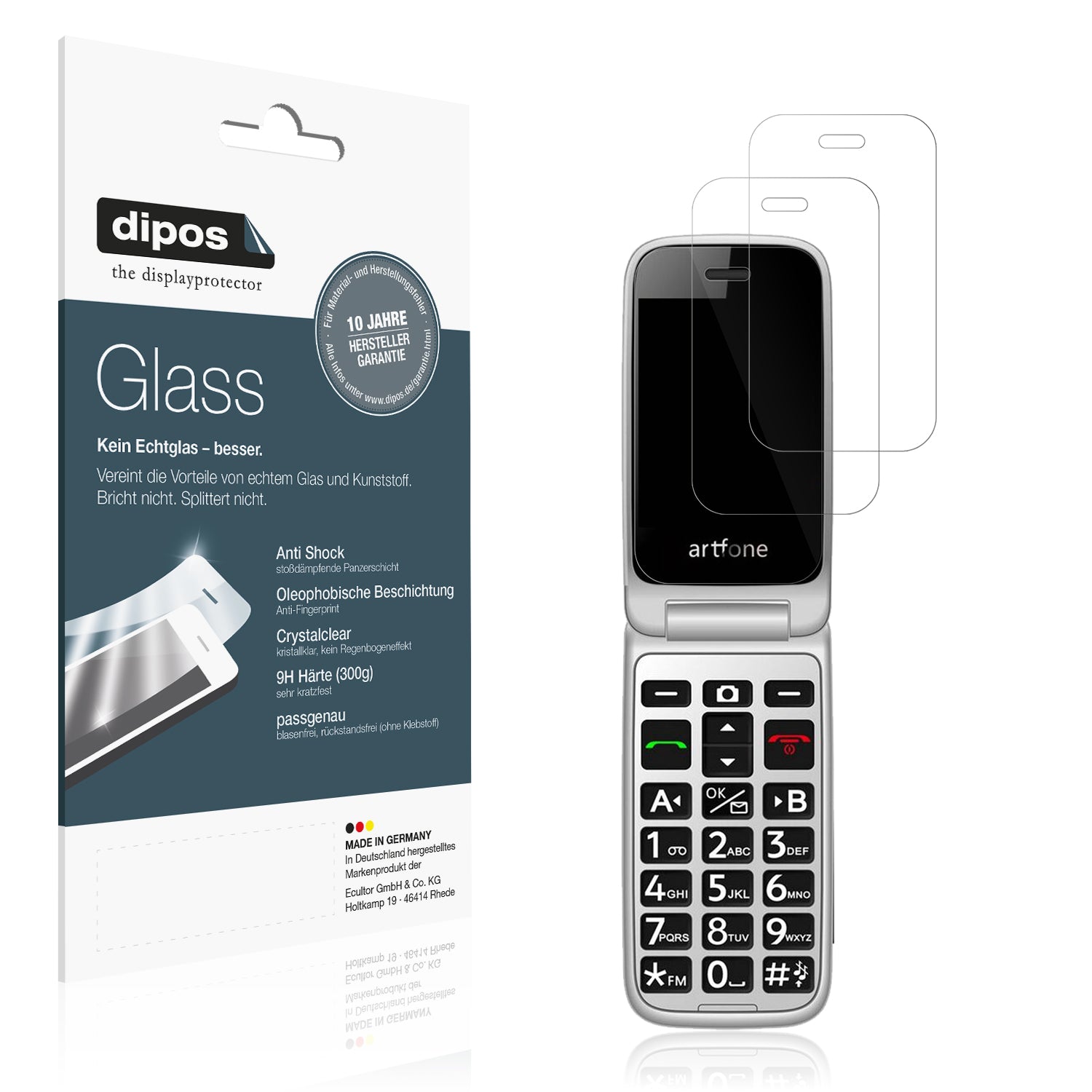 Klare Displayschutzfolie von dipos passend für Artfone G3 4G, 9H kratzfest und blasenfrei montiert