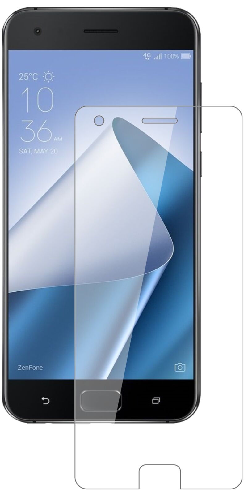 Klare Displayschutzfolie von dipos passend für Asus ZenFone 4 Pro ZS551KL, 9H kratzfest und blasenfrei montiert